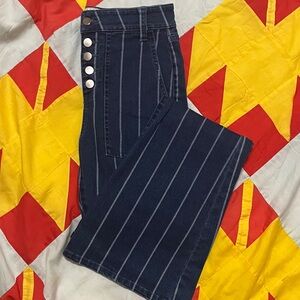 Gianni Bini Dark Blue Striped High Rise Jeans